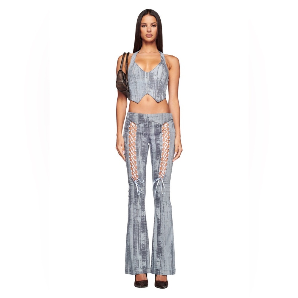 I.AM.GIA Maybel Top and Pants Set - Blue Pinstripe Denim M